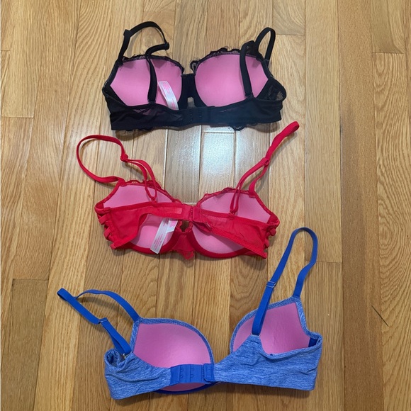 PINK Victoria's Secret Black, Red, and Blue Bra Set - Picture 2 of 5